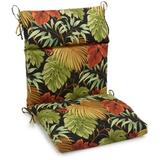 Blazing Needles Spun Polyester Patterned Outdoor Squared Seat/Back Chair Cushion 20 x 42 Tropique Raven