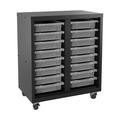 Space Solutions Bin Storage Cabinet with 16 plastic tote bins Tool Boxes & Organizers Mobile 36x30x18 Black/Clear