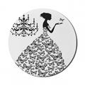 Black and White Mouse Pad for Computers Madame Butterfly Black Chandelier Woman Silhouette Princess Wedding Gown Round Non-Slip Thick Rubber Modern Mousepad 8 Round Black White by Ambesonne