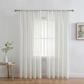 THD Zoey Faux Linen Textured Semi Sheer Window Rod Pocket Thick Curtains Drapery Panels 2 Panels