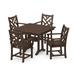 POLYWOOD Chippendale 5-Piece Farmhouse Trestle Arm Chair Dining Set in Mahogany