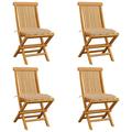 vidaXL Patio Chairs Outdoor Bistro Folding Chair with Cushions Solid Wood Teak