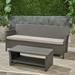 Noble House St. Lucia 2-Piece Wicker / Rattan Outdoor Sofa Set in Gray/Silver