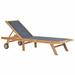 Dcenta Folding Sun Lounger with Wheels Backrest Adjustable Chaise Lounge Chair Teak and Textilene Sunlounger for Poolside Patio Balcony Outdoor Furniture 81.1 x 23.6 x 13.8 Inches (L x W x H)