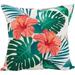 Fennco Styles Monstera Hibiscus Poly Filled Decorative Throw Pillow 18 W x 18 L - Multicolored Tropical Cushion for Home Indoor Outdoor Living Room Couch Bedroom and Office DÃ©cor