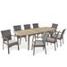 Jabari Outdoor Wood and Wicker Expandable 8 Seater Dining Set Gray