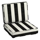Arden Selections ProFoam Performance Outdoor Deep Seating Cushion Set 24 x 24 Onyx Black Cabana Stripe