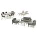 GDF Studio Coral Bay Outdoor Glass Dining Set with Chat Set and Lounges