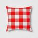 Sun Squad Gingham Square Throw Pillow - Indoor/Outdoor Decorative Pillow [Red/White]