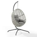 Crosley Furniture Lorelei Indoor/Outdoor Wicker Hanging Egg Chair in Gray