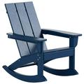 Costaelm Palms Outdoor HDPE Plastic Adirondack Rocking Chair Navy Blue