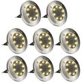 Solar Ground Lights 8 LED Disk Lights Solar Powered Waterproof Garden Pathway Outdoor in-Ground Lights with Light Sensor for Garden Driveway Lawn Pathway Yard Pool Step and Walkway(Warm White)8PACK