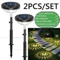 Ledander 2 PCS Bright Solar Pathway Lights warm white LED Solar Lights Outdoor IP67 Waterproof Solar Path Lights Solar Powered Garden Lights for Walkway Yard Backyard Lawn Landscape Decorative