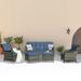 PARKWELL Outdoor Patio Wicker Furniture Set - 5 Piece Sectional Sofa Set with 3-Seat Sofa 2 Chairs and 2 Ottomans Gray Wicker and Blue Cushion