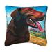 Woven Textile Company 18 Brown and Blue Dog Outdoor Patio Square Throw Pillow