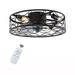 Miumaeov 18 Caged Fan Chandelier Black Rustic Ceiling Fan with Light and Remote 3 Speeds Metal Enclosed Low Profile Ceiling Fan Light for Farmhouse Kitchen Living Room Dining Room