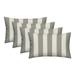 RSH DÃ©cor Indoor Outdoor Set of 4 Pillows 20 x 12 Grey & White Stripe