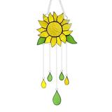 Rinhoo Wind Bell Alloy Sunflower Wind Chime Epoxy Hanging Craft Decoration Windbell for Home Garden