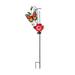 36 H Solar Rain Gauge Garden Stake with Red Flower Monarch Butterfly