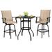 BaytoCare 3 Pieces Swivel Bar Stools & Patio Bistro Table Textilene Bistro Set