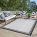 Gertmenian Paseo Soroa Modern Border White Black Outdoor Indoor Area Rug 5x7