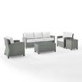 Crosley Furniture Bradenton 5-piece Wicker Outdoor Sofa Set in White/Gray