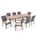 Jabari Outdoor Wood and Wicker Expandable 8 Seater Dining Set Teak and Brown