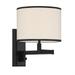 Iron 1 Light Drum Wall Lamp in Traditional Style with White Fabric-13 inches H X 10 inches W-Matte Black Finish Bailey Street Home 49-Bel-4444214