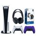 Sony Playstation 5 Disc Version (Sony PS5 Disc) with Extra Galactic Purple Controller Black PULSE 3D Headset and Dual Charging Station Bundle