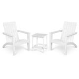 Costway 3PCS Patio Adirondack Chair Side Table Set Solid Wood Garden Deck White