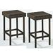 Home Square 2 Piece Wicker Patio Counter Stool Set in Brown