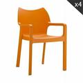 Compamia ISP028-ORA Diva Resin Outdoor Dining Arm Chair Orange - set of 2
