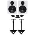 (2) Rockville DPM5W Dual Powered 5.25 300w Active Studio Monitors+Stands+Pads