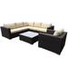 Santa Rosa Multibrown Wicker 6 Seater Sectional Sofa Set with Beige Cushions