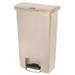 Rubbermaid Commercial 1883458 Streamline 13-Gallon Resin Front Step Style Step-On Container - Beige