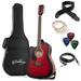 Ashthorpe Left-Handed Full-Size Cutaway Dreadnought Acoustic Electric Guitar Package Red