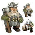 Travelwant Viking Victor Norse Dwarf Gnome Statue Outdoor Gnome Figurines with Axe Outdoor Gnome Figurines Full Color Decoration Viking gnome Courtyard Sculpture for Home Garden Yard Lawn