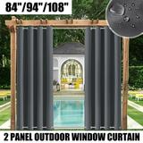 CJC Outdoor Patio Curtains Waterproof Windproof Top and Bottom Grommet Privacy Blackout Thermal Insulated Curtains for Garden Patio Door Gazebo Pergola Porch 2 Panel 52 x 84