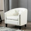 CUH Chesterfield Furniture Accent Chair Modern Home Ergonomics Single Chairs Leisure Armchair Outdoor Sofa White