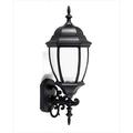 CORAMDEO Outdoor Large Hex Curved Glass LED Wall Lantern Wet Location Built in LED Gives 100W of Light from 12W of Power 1000 Lumens 3K Cast Aluminum w/Black Finish & Clear Glass (W040-830LED-BK)