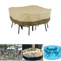 Tophomer Patio Furniture Covers Outdoor Round Table & Chairs Set Protective Water-Resistant Beige (69 DIA *23 H)