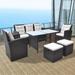 Andoer 6 Piece Outdoor Dining Set with Cushions Poly Rattan Brown