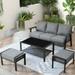 Ovios 4 Pieces Outdoor Patio Furniture Wicker Conversation Set Outdoor Sectional Sofa Couch with coffee table for Backyard