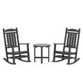 WestinTrends Malibu Classic 3 Piece Outdoor Rocking Chairs Set All Weather Poly Lumber Adirondack Rocker Bistro Set Patio Deck Porch Chairs Set of 2 with Side Table Gray