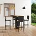 ametoys 5 Piece Patio Bar Set with Cushions Poly Rattan Black