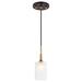 Woodbridge Lighting Chelsea 1Lt Glass Mini-Pendant in Brass/Bronze/Sand Blasted