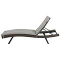 GDF Studio Olivia Outdoor Wicker Armless Adjustable Chaise Lounge with Cushion Multibrown and Charcoal