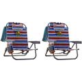 2 Pack Tommy Bahama Backpack Beach Chair with Cooler Storage Pouch and Towel Bar (Orange &Blue)