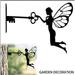 Yous Auto Garden Fairy with Key Shape Stakes Metal Fairy Elf Silhouette Insert Ornament Weatherproof Fairy Stake Art Decoration Artistic Animal Sculpture for Outdoor Garden Tree