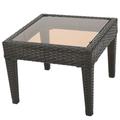 GDF Studio Vincent Outdoor Wicker Side Table with Glass Top Multibrown